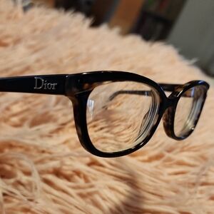 Dior oval Black & Tan Eyeglasses cat eye